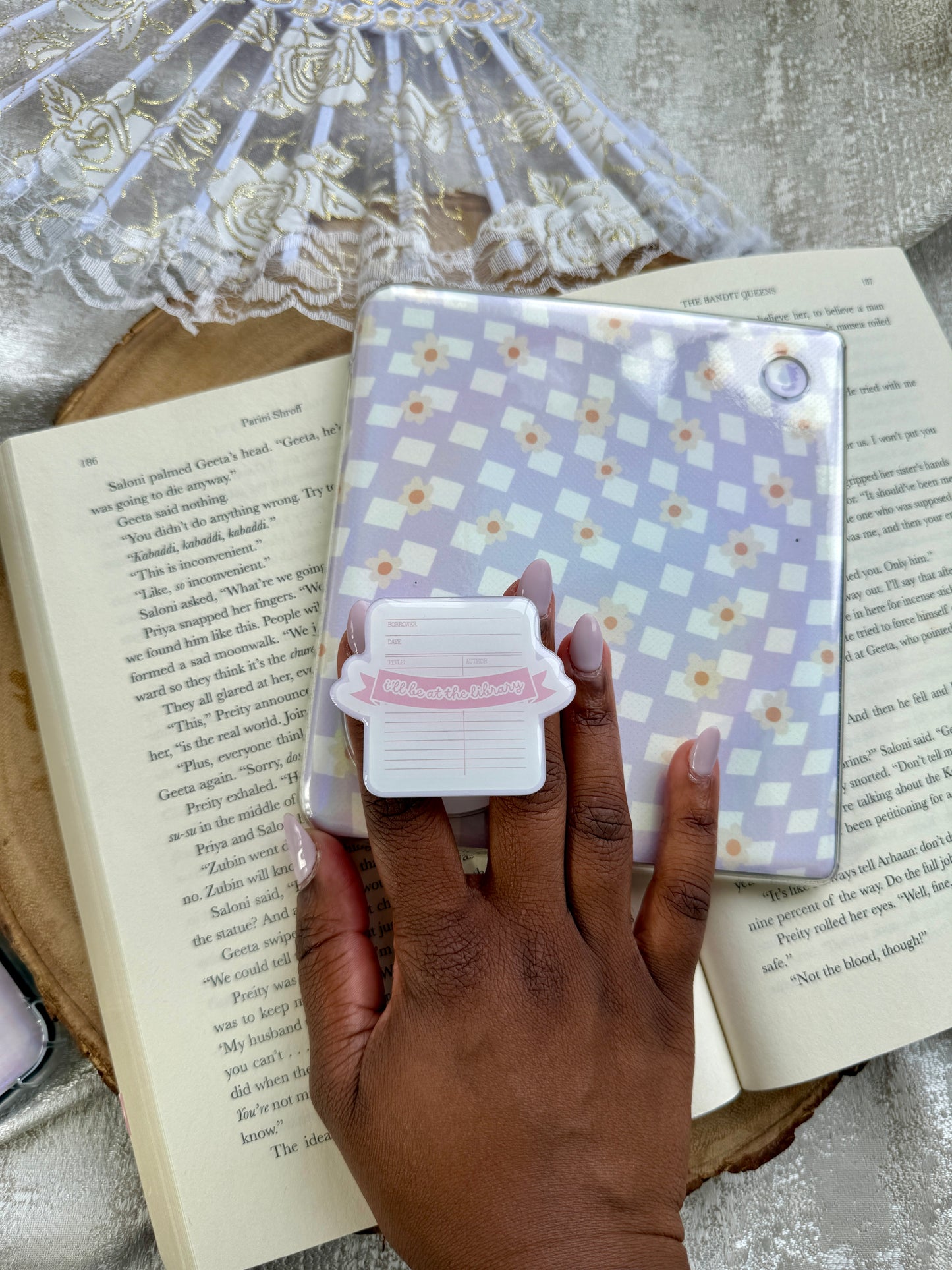 I'll Be At the Library Magnetic Pop Grip for Kindle or Kobo eReaders