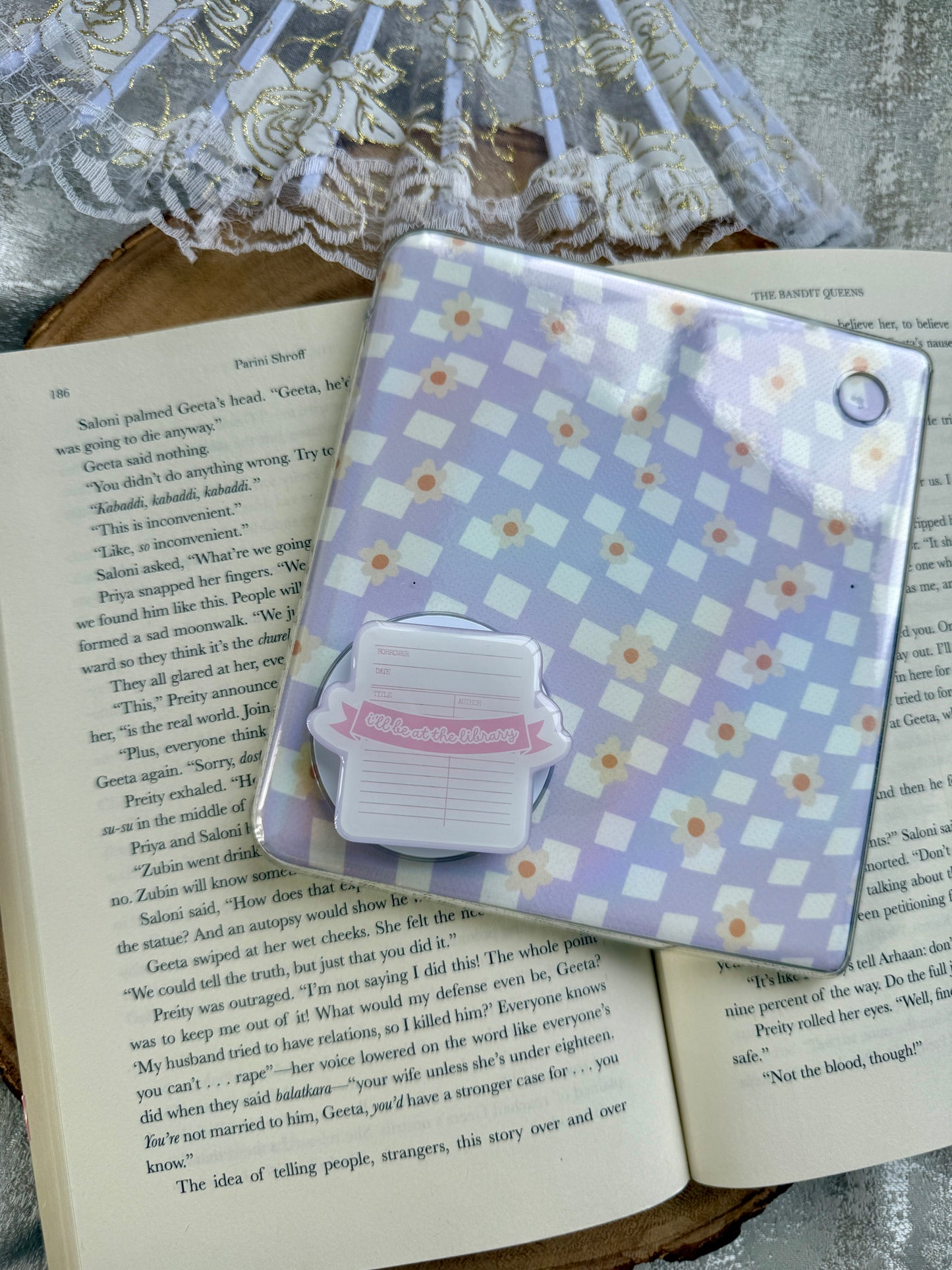 I'll Be At the Library Magnetic Pop Grip for Kindle or Kobo eReaders