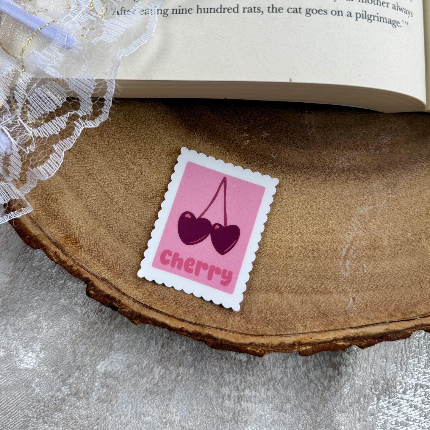 Spring Stamp Daisy Cherry Sticker