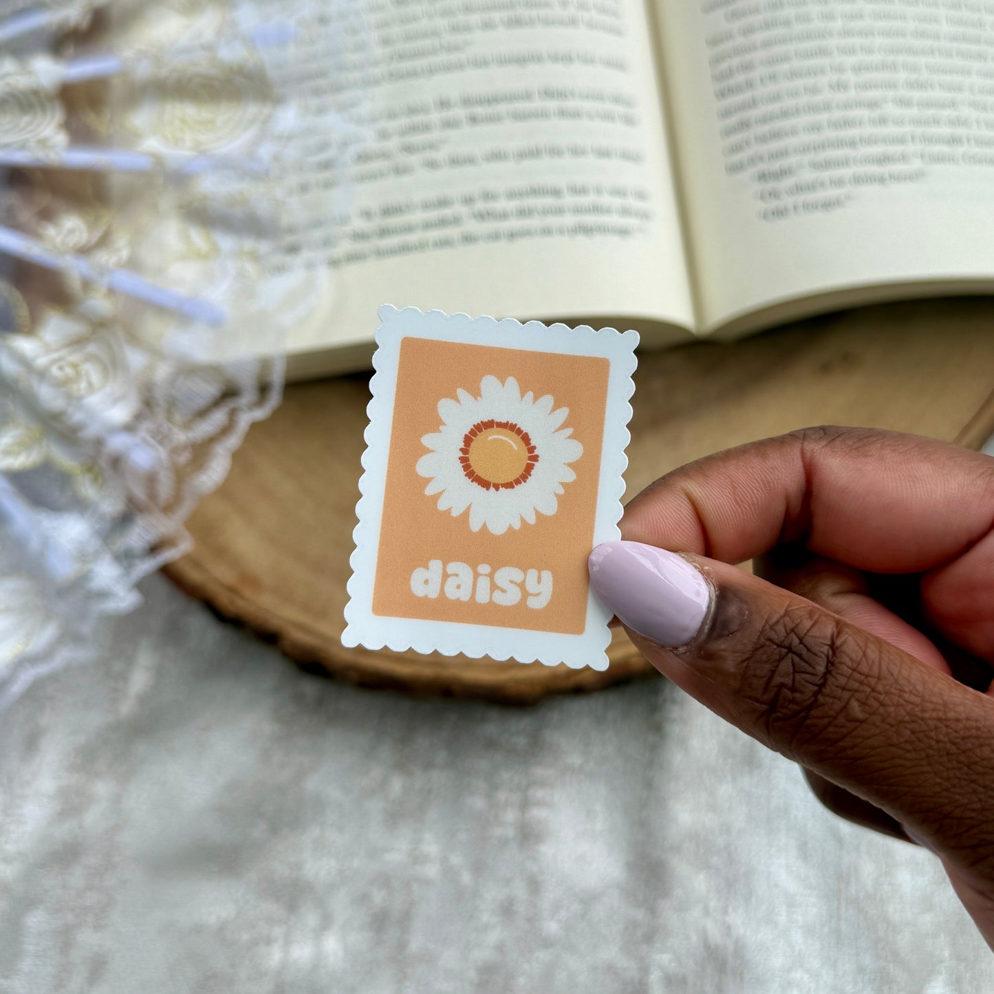 Spring Stamp Daisy Cherry Sticker