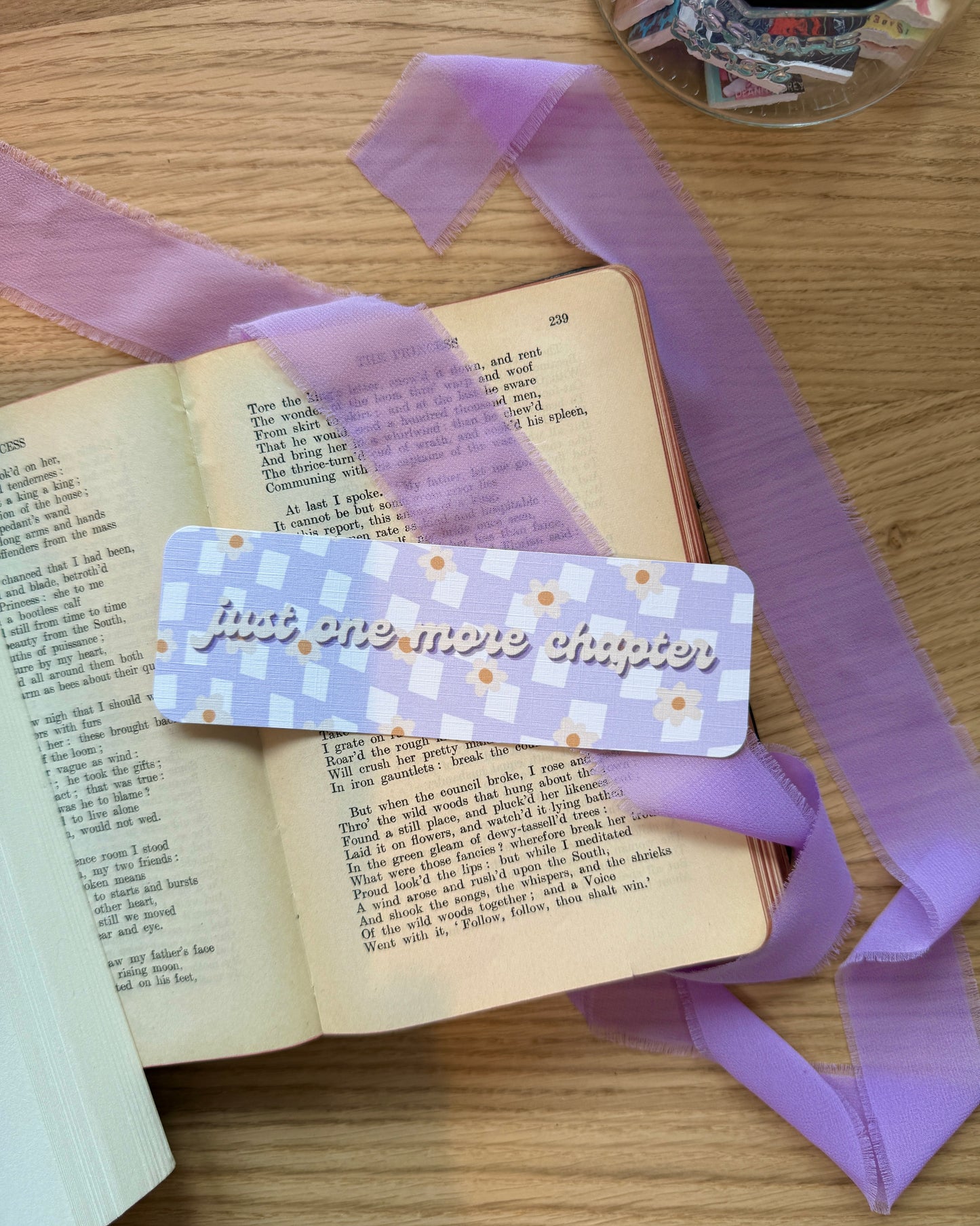 Just One More Chapter Spring Groovy Pattern Bookmark