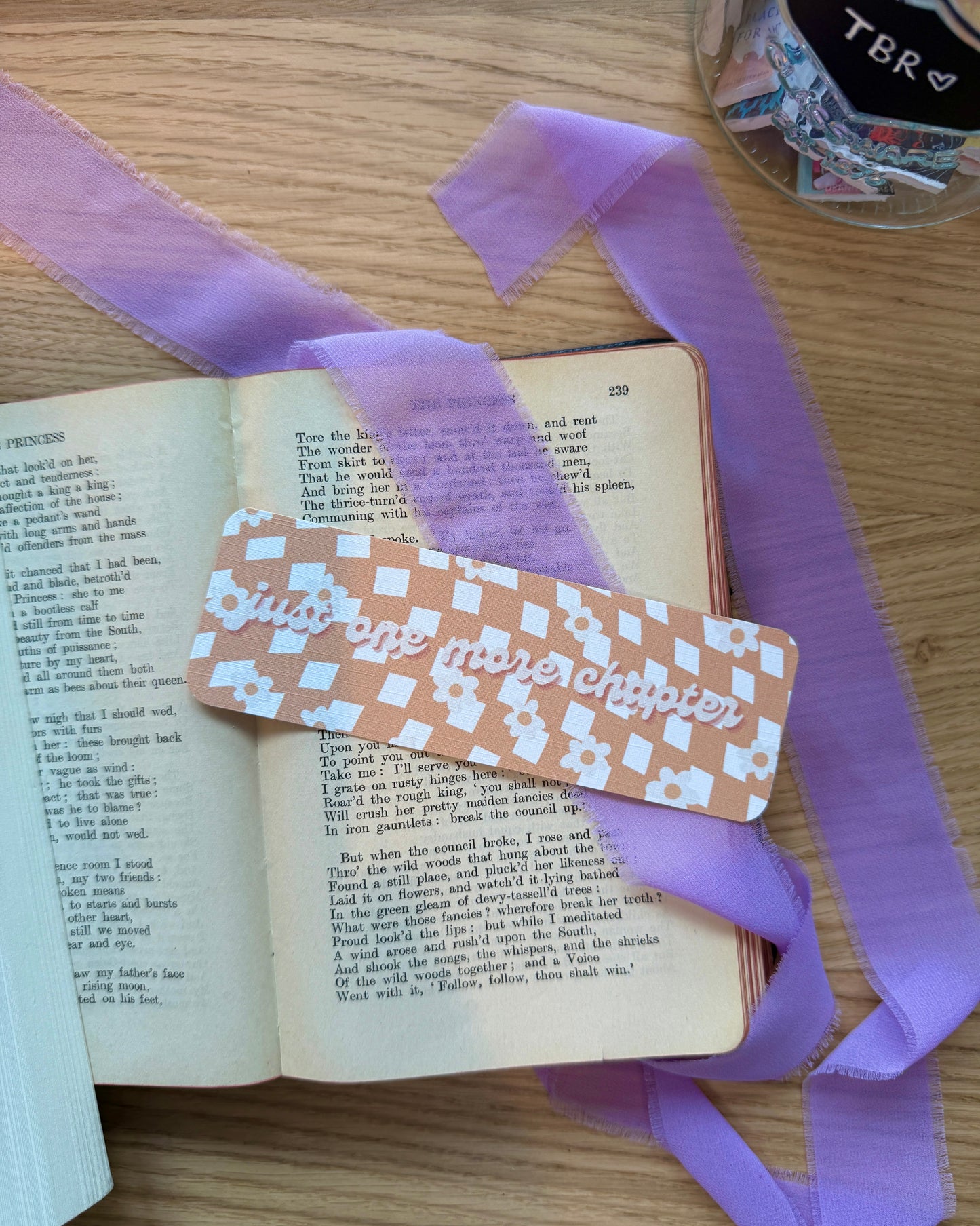 Just One More Chapter Spring Groovy Pattern Bookmark