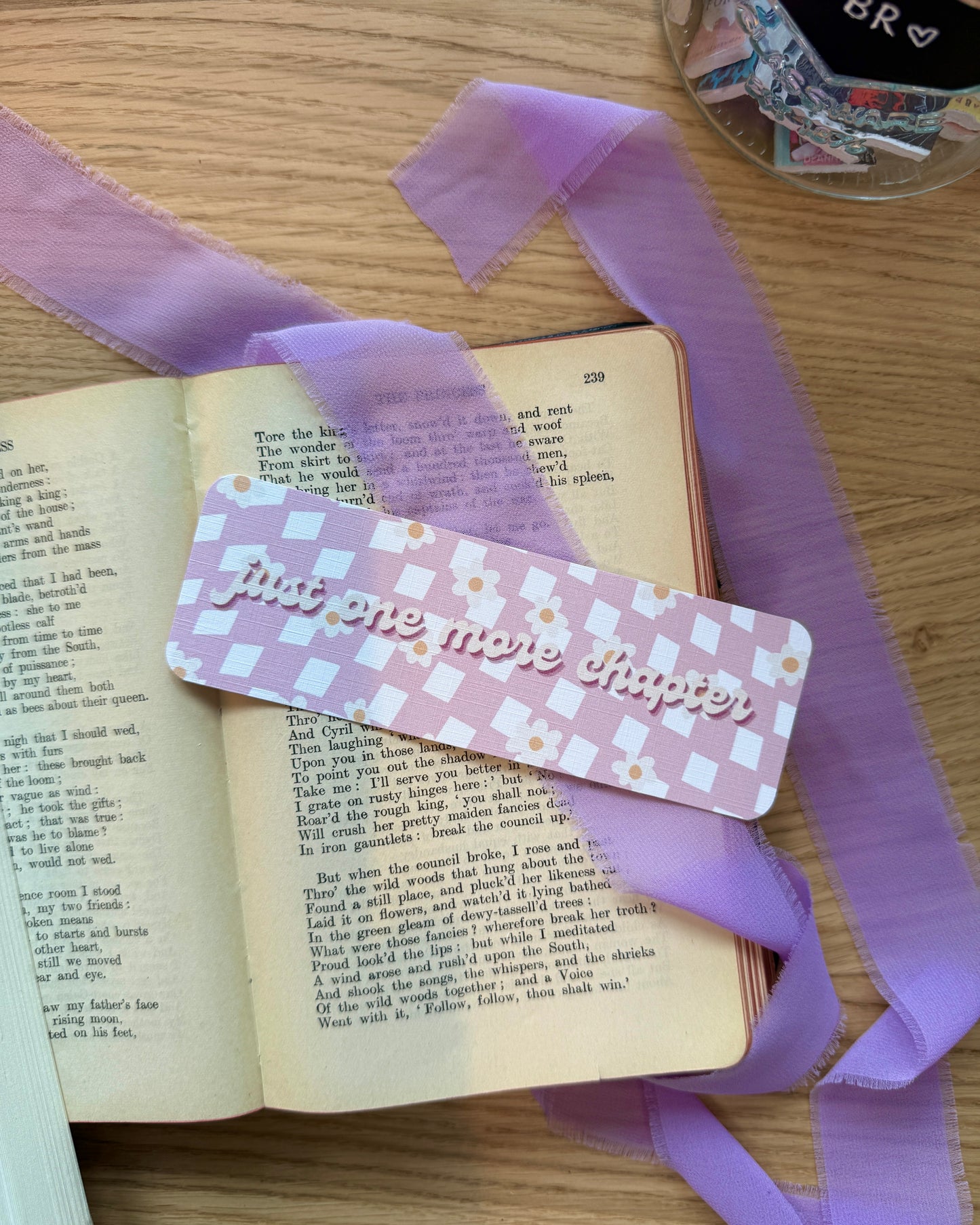 Just One More Chapter Spring Groovy Pattern Bookmark