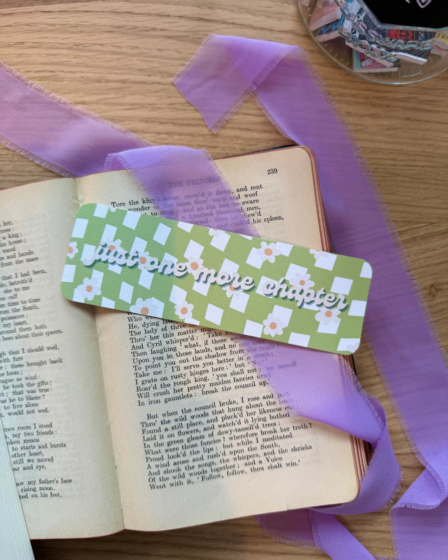 Just One More Chapter Spring Groovy Pattern Bookmark