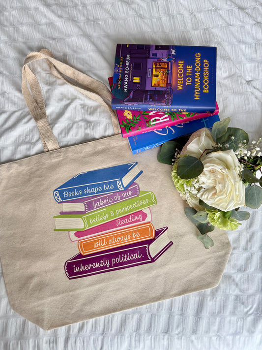Reading is Political Large Canvas Tote Bag