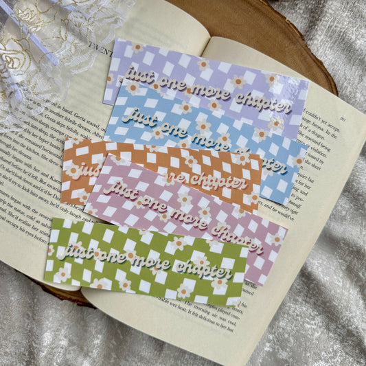 Just One More Chapter Spring Groovy Pattern Bookmark