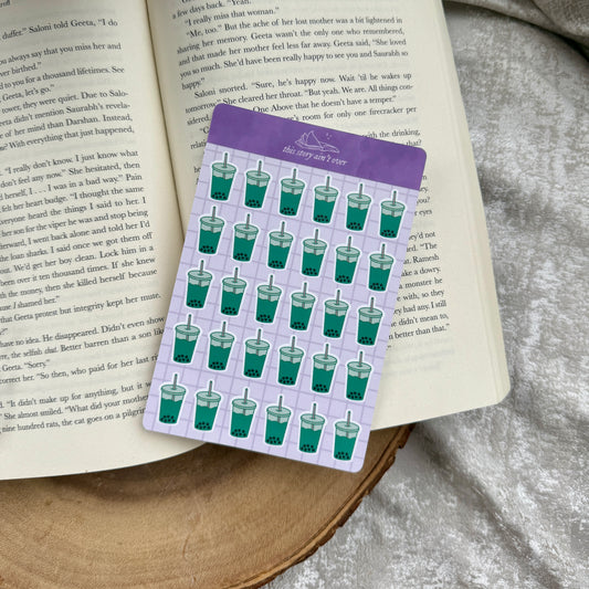 Matcha Boba Journaling Sticker Sheet