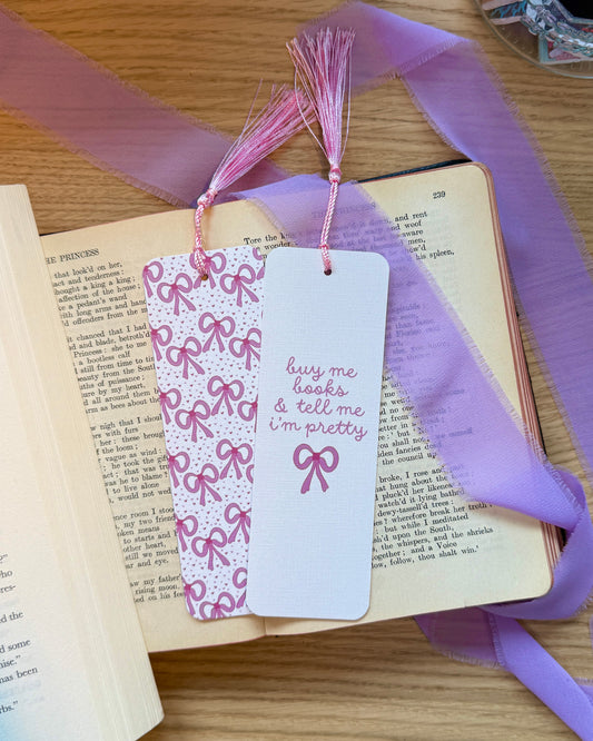 Coquette Bow Buy Me Books and Tell Me I'm Pretty Bookmark Set of 2