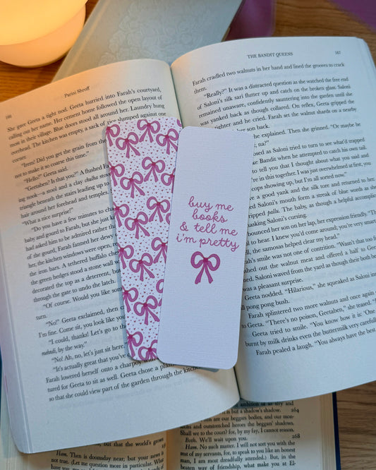 Coquette Bow Buy Me Books and Tell Me I'm Pretty Bookmark Set of 2