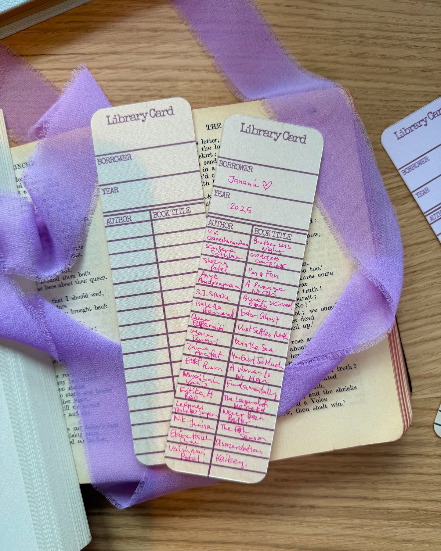Vintage Library Card Reading Log Bookmark